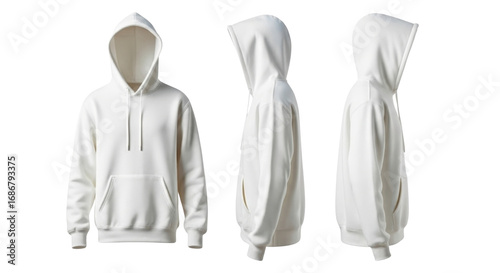 White hoodie template mock up isolated PNG with Transparent Background