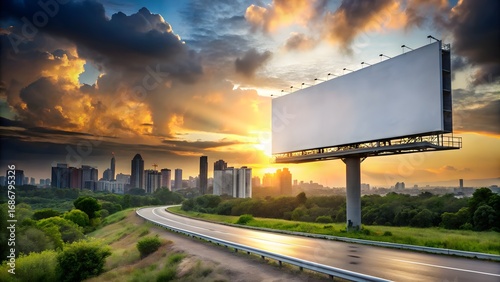 A massive, blank billboard stands alone on the side of a highway at night, its empty message bathed in the dark sky