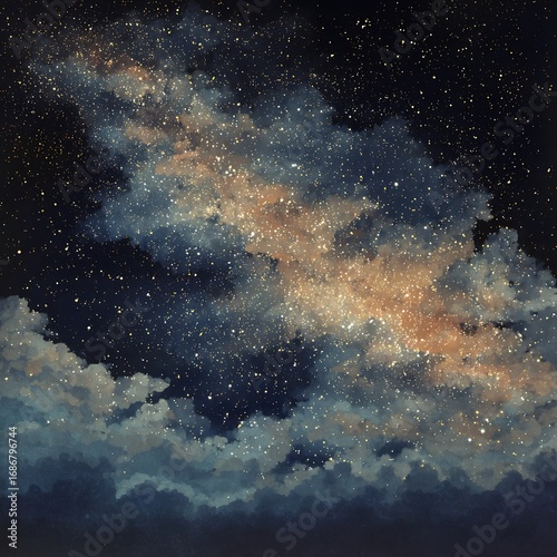 Vast cosmic nebula with swirling stars and clouds