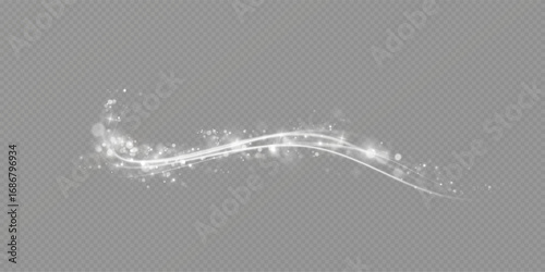 Magic white wind. white comet with sparkling stars and dust.light,dust,effect,	