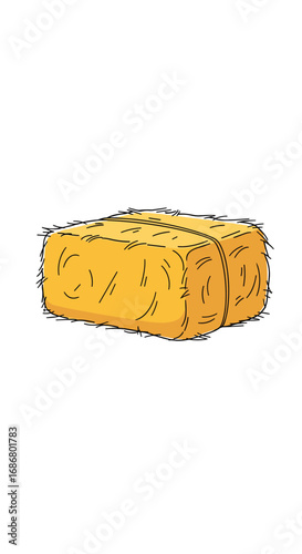 A realistic depiction of a baled stack of dry yellow straw packed tightly for storage or transport