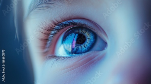 Wallpaper Mural Close up of child's eye. Child blinks his eyes in realistic video. Close up of a close up of a blue and purple color. A detailed view of lifestyle a child's eye. Torontodigital.ca