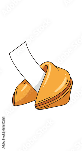 A delicious golden fortune cookie revealing a mysterious blank message inside for your future predictions