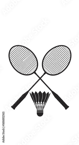 Iconic crossed badminton rackets and shuttlecock illustration for sports and recreation enthusiasts