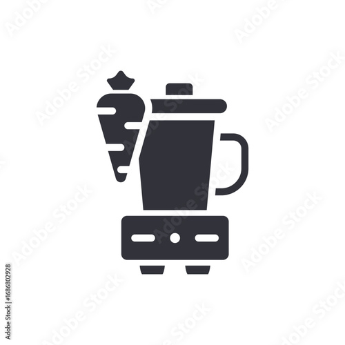 Blender With A Carrot Icon Depicts The Concept Of Healthy Eating Habits And Juices
