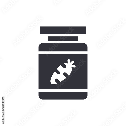 Preserved Carrot Icon In A Glass Container With Fresh Produce Symbolism