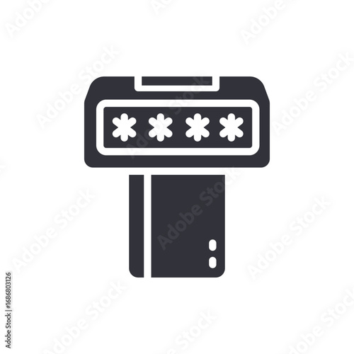 Electronic Credit Card Reader Displaying Masked Digits For Payment Security Transaction