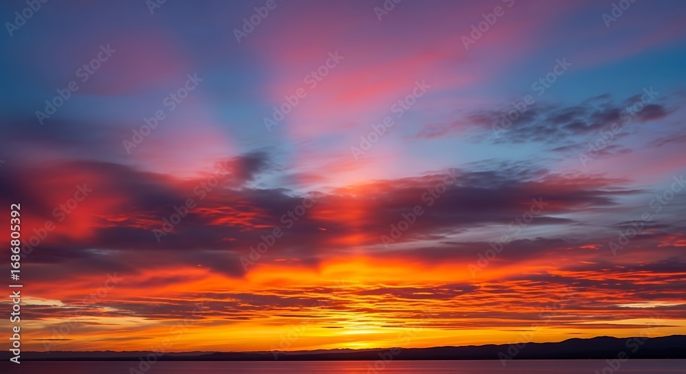 Fototapeta premium Vibrant Sunset Sky over Ocean.
