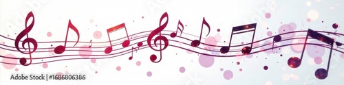 Elegant musical notes melody on clean white background, clean, music concept, design