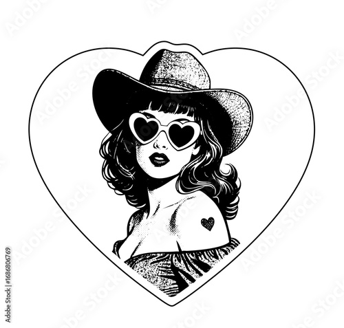 Halftone Cowgirl Tattoo Art