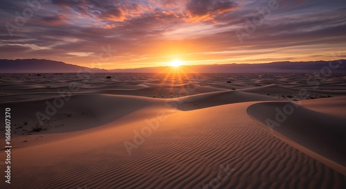 Fototapeta Naklejka Na Ścianę i Meble -  Desert sunset over sand dunes