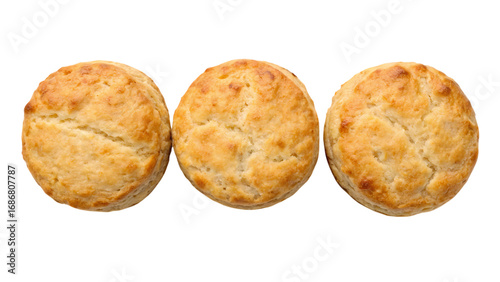 фотографія Three golden brown biscuits isolated on transparent background