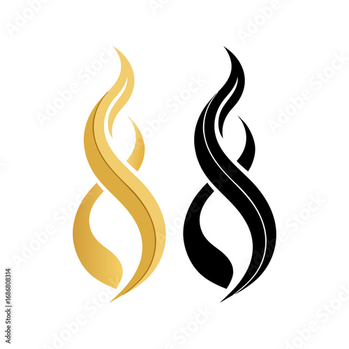 Vector art of abstract golden and black flame shapes