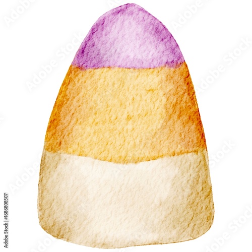 Hand Drawn Watercolor Isolated Halloween Candy Corn Illustration - for poster, card, banner, clothing, wallpaper, wrapping design in cartoon realistic style