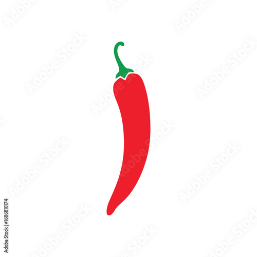 A red pepper with a green stem