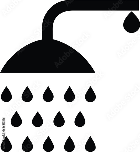 Shower Silhouette Vector icon on white background