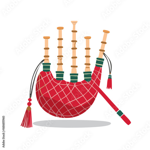 Traditional Red Plaid Bagpipes Musical Instrument with Tassels