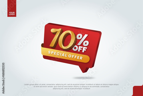 10 Percent Off Sale Promotion Label with Red Chat Bubble