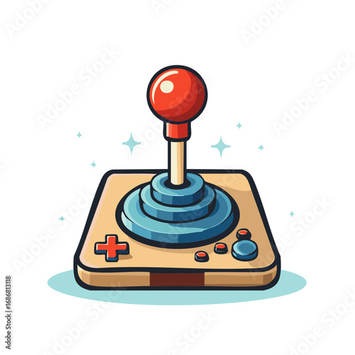 Vibrant retro arcade joystick classic vintage video game controller artwork