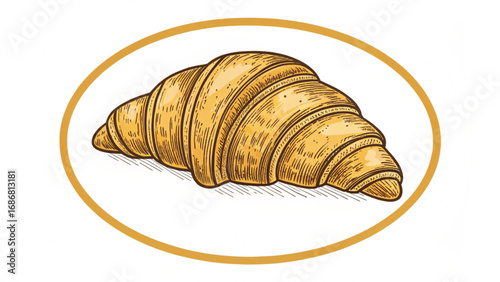 Croissant pastry in an oval frame bread food