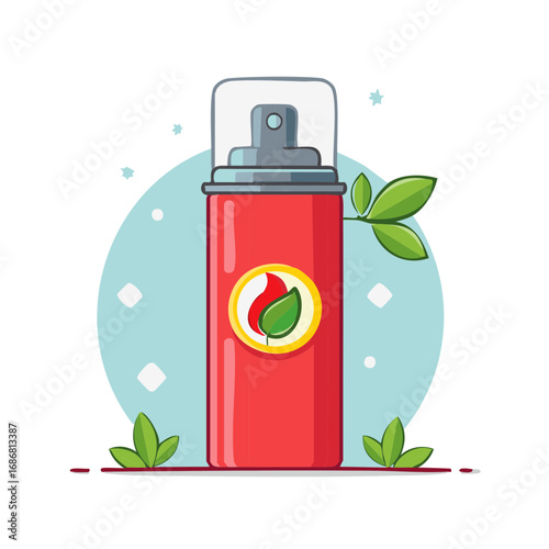 Aerosol Spray Can with Plant Based Symbol Design and Eco Friendly Concept Art