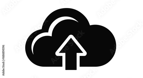 Simple black cloud icon with upward arrow representing data upload or cloud storage