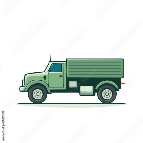 Vintage green military army truck for transport and cargo vector illustration