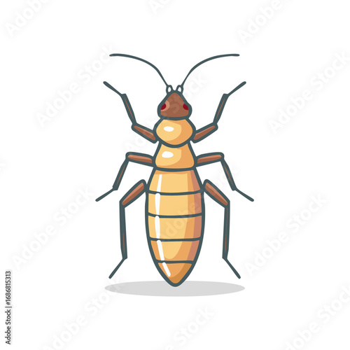 Cartoonish insect illustration with brown outline and yellow body in digital art style