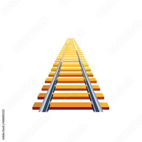 Illustration of a yellow railroad track receding into the distance with perspective