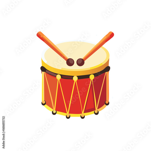 Cartoon Drum with Drumsticks for Music and Play