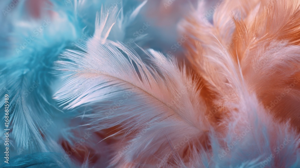 Obraz premium soft pastel feathers closeup texture