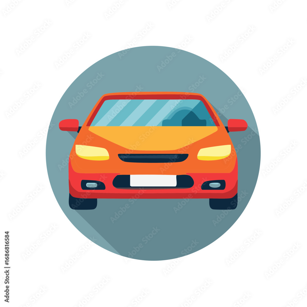 Fototapeta premium Red Car Front View Flat Vector Illustration Auto Vehicle Design Transport for Web Mobile and Print