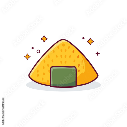 Adorable yellow onigiri rice ball with nori wrap a delightful Japanese food icon