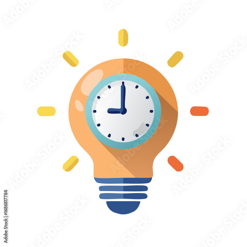 Lightbulb with clock inside symbolizing idea time and innovation