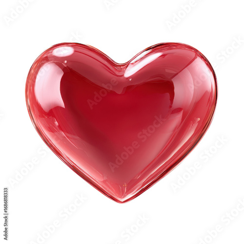 Glossy red heart shape love, Isolated On Png Transparent Background