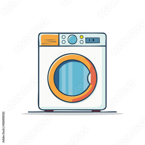 Modern front load washing machine appliance flat illustration vector design