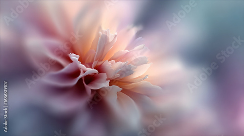 Dreamy blurry abstract flower with soft pastel petal. Serene and gentle background with romantic feeling