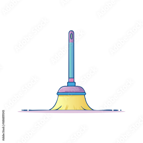 Colorful household broom illustration for domestic cleaning and tidiness