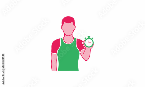 Man in Green Tank Top Holding a Vintage Alarm Clock.