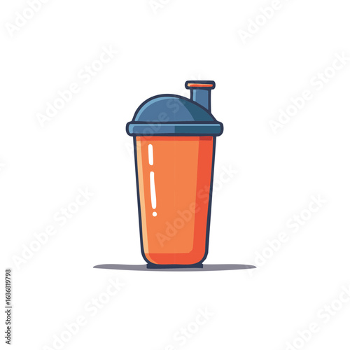 Modern Flat Design Orange Protein Shaker Bottle for Fitness and Workout Drinks