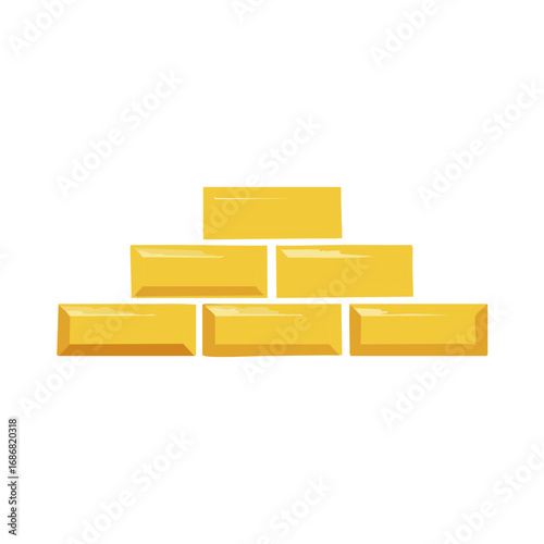 Stacked golden bars forming a pyramid shape symbol of wealth and success