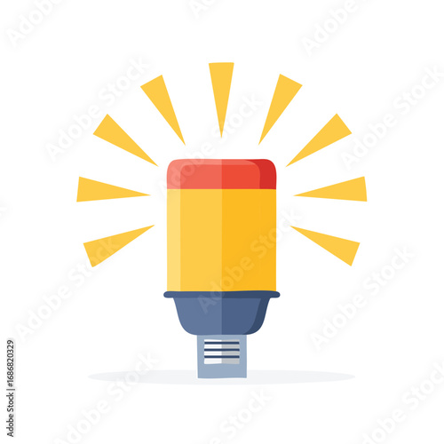 Vector Illustration of Emergency Light Beacon with Rays Glowing Warning Alert