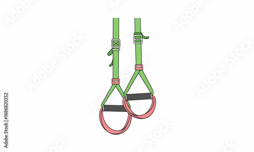 Pair of green suspension training straps with red and black handles.
