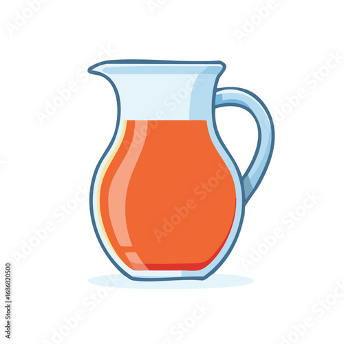 Cartoon glass pitcher of refreshing orange juice or fruit punch vector illustration