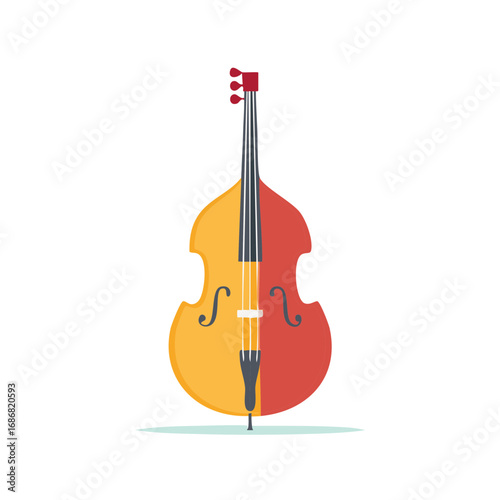 Colorful double bass illustration, musical instrument design