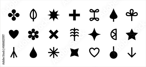 Futuristic icons set. Abstract vector collection. Templates for design, posters, projects, logo, and business