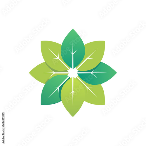 Abstract Green Leaves Floral Ornament Illustration Eco Friendly Concept