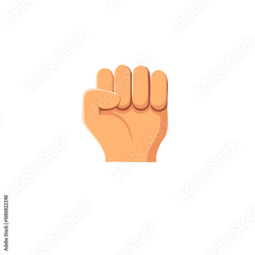 Hand with a clenched fist raised up in a cartoon style, isolated