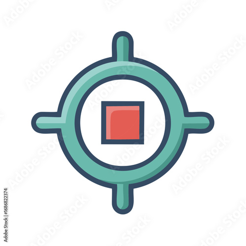 Target Symbol Featuring Central Square Shape in Red Tones for Precision Tasks and Accuracy Visuals