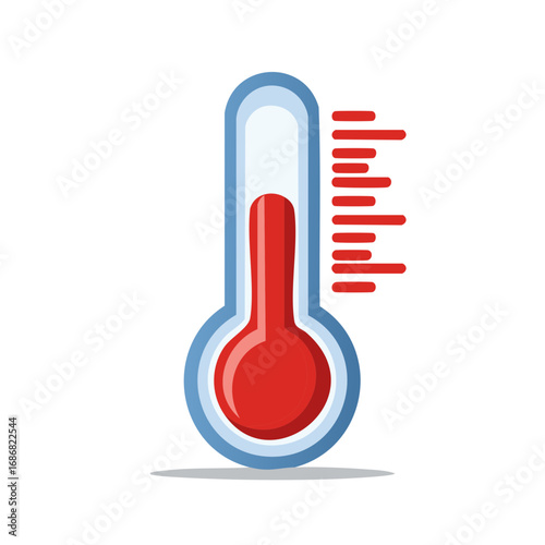 Stylized Thermometer Vector Illustration: Red Liquid at High Temperature Indicator